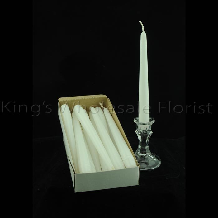 CANDLE 8'' WHITE TAPER (12/BX)